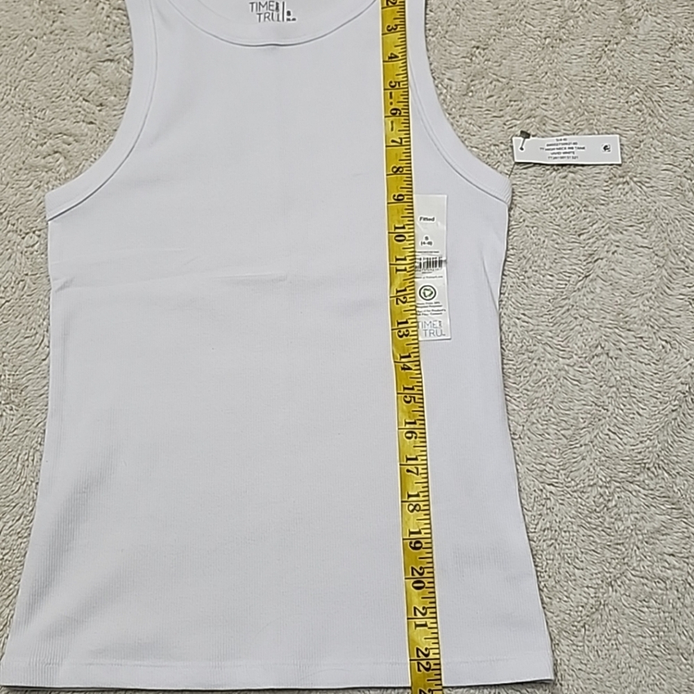 Time And Tru Women's Sleeveless High Neck Ribbed Tank Top Size Small White - Picture 12 of 13